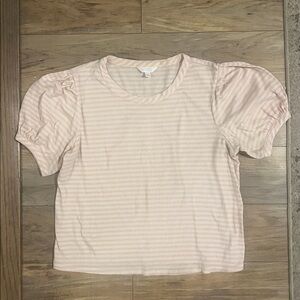 LC Lauren Conrad Blush and Cream Striped Top